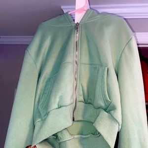 Green Cropped Hoodie